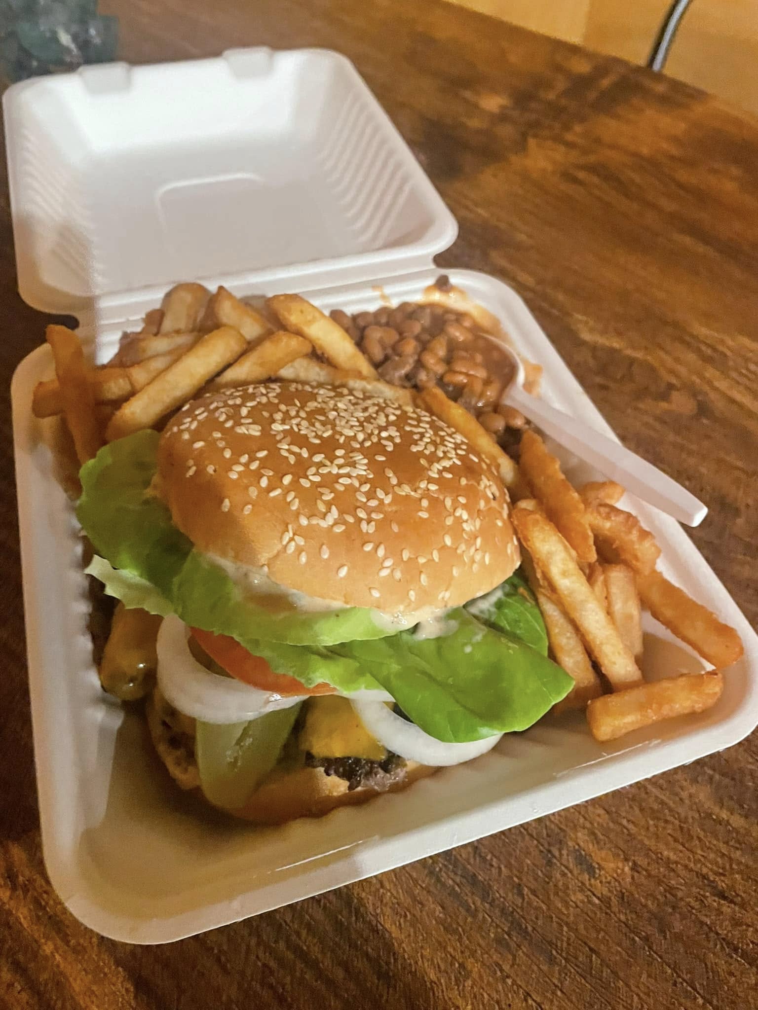 Delicious Stampede Burger with Fries